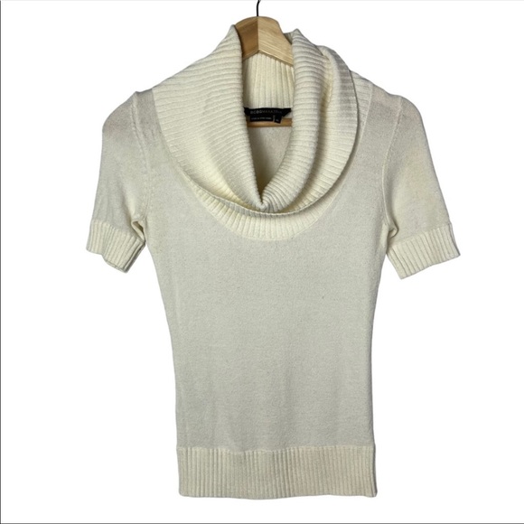 BCBGMaxAzria Ivory White Cowl Neck Short Sleeve Sweater XS - Picture 1 of 4